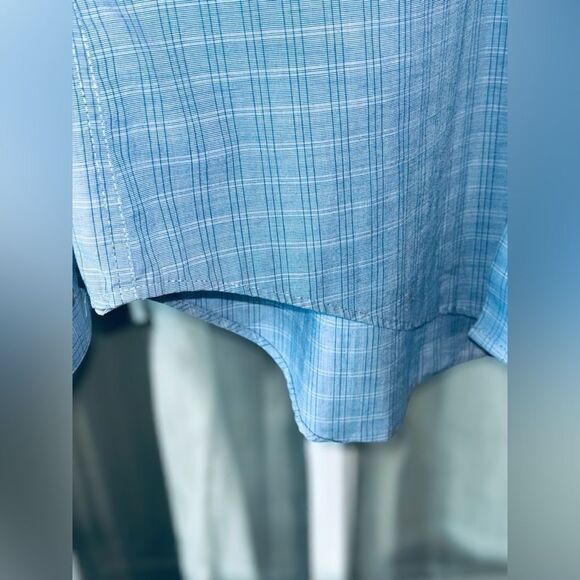 Calvin Klein Men’s Large Steel+ Slim Fit Stretch Blue Stripe Shirt • Button Up - Picture 6 of 8